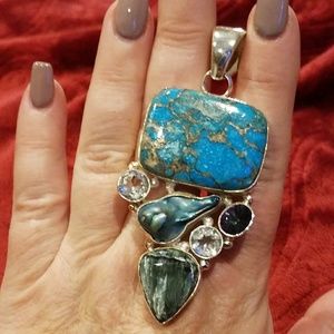 HSN ~ Big -n- Bold Blue Copper Turquoise Pendant